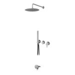 Bruma X-Alpha Zestaw wannowo-natryskowy podtynkowy z deszczownicą Ø 250 mm na ramieniu ściennym Satin stainless steel 1863511IS