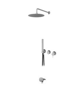 Bruma X-Alpha Zestaw wannowo-natryskowy podtynkowy z deszczownicą Ø 250 mm na ramieniu ściennym Satin stainless steel 1863512IS