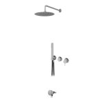 Bruma X-Alpha Zestaw wannowo-natryskowy podtynkowy z deszczownicą Ø 250 mm na ramieniu ściennym Satin stainless steel 1863512IS