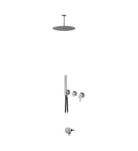 Bruma X-Alpha Zestaw wannowo-natryskowy podtynkowy z deszczownicą Ø 250 mm na ramieniu sufitowym Satin stainless steel 1863611IS