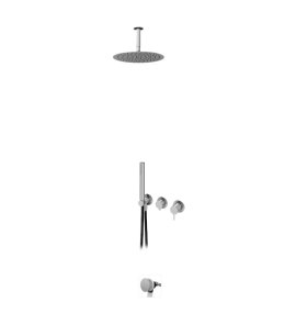 Bruma X-Alpha Zestaw wannowo-natryskowy podtynkowy z deszczownicą Ø 250 mm na ramieniu sufitowym Satin stainless steel 1863612IS