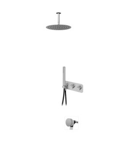 Bruma X-Alpha Zestaw wannowo-natryskowy termostatyczny podtynkowy z deszczownicą Ø 250 mm na ramieniu sufitowym Satin stainless steel 1863811IS