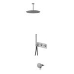 Bruma X-Alpha Zestaw wannowo-natryskowy termostatyczny podtynkowy z deszczownicą Ø 250 mm na ramieniu sufitowym Satin stainless steel 1863811IS