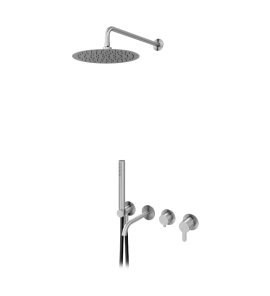 Bruma X-Alpha Zestaw wannowo-natryskowy podtynkowy z deszczownicą Ø 250 mm na ramieniu ściennym Satin stainless steel 1863211IS