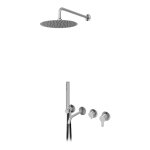 Bruma X-Alpha Zestaw wannowo-natryskowy podtynkowy z deszczownicą Ø 250 mm na ramieniu ściennym Satin stainless steel 1863211IS