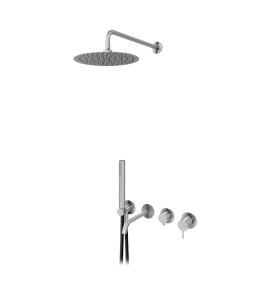 Bruma X-Alpha Zestaw wannowo-natryskowy podtynkowy z deszczownicą Ø 250 mm na ramieniu ściennym Satin stainless steel 1863212IS