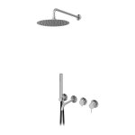 Bruma X-Alpha Zestaw wannowo-natryskowy podtynkowy z deszczownicą Ø 250 mm na ramieniu ściennym Satin stainless steel 1863212IS