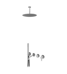 Bruma X-Alpha Zestaw wannowo-natryskowy podtynkowy z deszczownicą Ø 250 mm na ramieniu sufitowym Satin stainless steel 1864211IS
