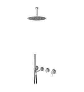 Bruma X-Alpha Zestaw wannowo-natryskowy podtynkowy z deszczownicą Ø 250 mm na ramieniu sufitowym Satin stainless steel 1864212IS