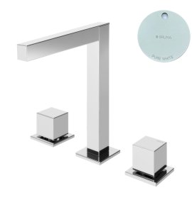 Bruma Escudo Bateria umywalkowa 3-otworowa bez korka Pure White 1022502PW
