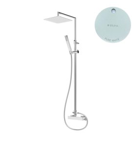 Bruma Escudo 2 Zestaw natryskowy naścienny z deszczownicą 200x200 mm na ruchomym ramieniu i słuchawką na uchwycie Pure White 1022781PW