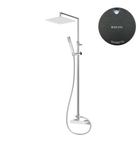 Bruma Escudo 2 Zestaw natryskowy naścienny z deszczownicą 200x200 mm na ruchomym ramieniu i słuchawką na uchwycie Gunmetal 1022781MG