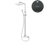 Bruma Escudo 2 Zestaw natryskowy naścienny z deszczownicą 200x200 mm na ruchomym ramieniu i słuchawką na uchwycie Gunmetal 1022781MG