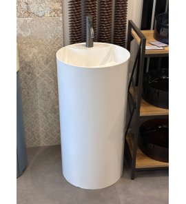      Galatea Design One Umywalka wolnostojąca z wadą Ø44xh87 cm z korkiem biały połysk GUONE44.GPB.WH +GUPIL.WHP