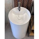      Galatea Design One Umywalka wolnostojąca z wadą Ø44xh87 cm z korkiem biały połysk GUONE44.GPB.WH +GUPIL.WHP