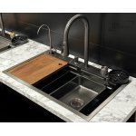      Galatea Design Modus Zlew wpuszczany black z dozownikiem i baterią gunmetal GDP172MB WYPRZEDAŻ MAGAZYNOWA