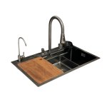      Galatea Design Modus Zlew wpuszczany black z dozownikiem i baterią gunmetal GDP172MB WYPRZEDAŻ MAGAZYNOWA