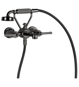 Gessi Venti20 Bateria wannowa ścienna z przełącznikiem wanna/prysznic black metal pvd 65113.706