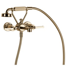 Gessi Venti20 Bateria wannowa ścienna z przełącznikiem wanna/prysznic warm bronze pvd 65113.735