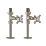 Burlington Proste zawory grzejnikowe Brushed Nickel/Biały R7BNKL