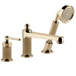 Gessi Venti20 Bateria wannowa 3-otworowa z przełącznikiem, wężem 1,5 m, słuchawką i wylewką warm bronze pvd 65037.735