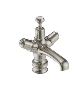 Burlington Bateria umywalkowa z korkiem, bez pokręteł brushed nickel T12-QTBNKL