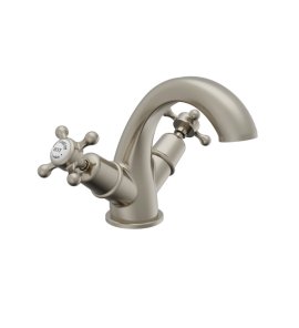 Burlington Claremont Bateria umywalkowa 1-otworowa bez pokręteł Brushed Nickel T27_QTBNKL