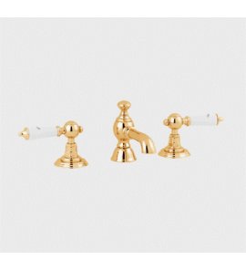    Gentry Home Berkeley Bateria umywalkowa 3-otworowa z korkiem klik klak gold/white 8346-OR(K) WIETRZENIE MAGAZYNÓW!!