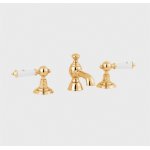    Gentry Home Berkeley Bateria umywalkowa 3-otworowa z korkiem klik klak gold/white 8346-OR(K) WIETRZENIE MAGAZYNÓW!!