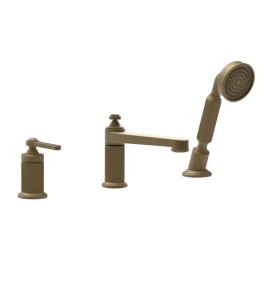 Gessi Venti20 Bateria wannowa 3-otworowa z przełącznikiem, wężem 1,5 m, słuchawką i wylewką antique brass 65037.713