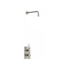 Burlington Trent Bateria natryskowa podtynkowa termostatyczna z ramieniem ściennym Brushed Nickel TF1SBNKL