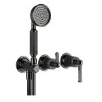 Gessi Venti20 Bateria natryskowa ścienna z przełącznikiem 2-drożnym, słuchawką i wężem element zewnętrzny black metal pvd 65036.706
