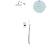 Bruma Lusa Zestaw natryskowy podtynkowy z deszczownicą Ø 230 mm z ramieniem ściennym Pure White 1017642PW