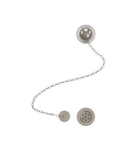 Burlington Classic Komplet wannowy odpływowo-przelewowy z korkiem na łańcuszku bez syfonu Brushed Nickel W3BNKL