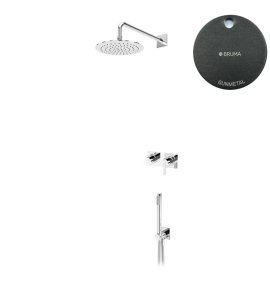 Bruma Lusa Zestaw natryskowy podtynkowy z deszczownicą Ø 250 mm ze słuchawką prysznicową Gunmetal 1017531MG