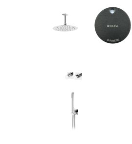 Bruma Lusa Zestaw natryskowy podtynkowy z deszczownicą Ø 250 mm ze słuchawką prysznicową Gunmetal 1016632MG