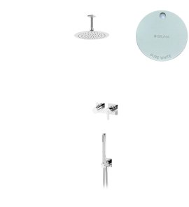 Bruma Lusa Zestaw natryskowy podtynkowy z deszczownicą Ø 250 mm ze słuchawką prysznicową Pure White 1016631PW