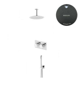 Bruma Lusa Zestaw natryskowy podtynkowy z deszczownicą Ø 250 mm ze słuchawką prysznicową Gunmetal 1875631MG