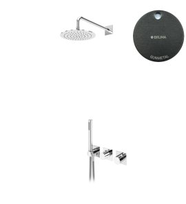 Bruma Lusa Zestaw natryskowy podtynkowy z deszczownicą ścienną Ø 250 mm Gunmetal 1015832MG