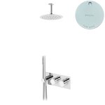 Bruma Breeze Zestaw natryskowy Ø 250 mm termostatyczny podtynkowy z ramieniem sufitowym Pure White 1874901PW