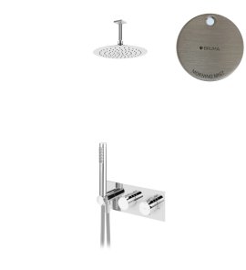 Bruma Breeze Zestaw natryskowy Ø 250 mm termostatyczny podtynkowy z ramieniem sufitowym Morning Mist 1874901MM