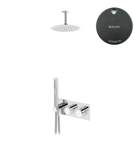 Bruma Breeze Zestaw natryskowy Ø 250 mm termostatyczny podtynkowy z ramieniem sufitowym Gunmetal 1874901MG