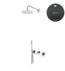 Bruma Lusa Zestaw natryskowy podtynkowy z deszczownicą ścienną Ø 250 mm Gunmetal 1015831MG