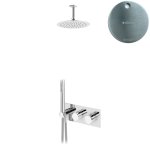 Bruma Lusa Zestaw natryskowy Ø 250 mm termostatyczny podtynkowy z ramieniem sufitowym Satinox 1874901ST
