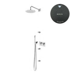 Bruma Lusa Zestaw natryskowy podtynkowa Ø 250 mm z 3 dyszami ściennymi i ze słuchawką Gunmetal 1876331MG