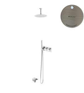 Bruma Breeze Zestaw natryskowy Ø 250 mm termostatyczny podtynkowy z ramieniem sufitowym i syfonem Morning Mist 1873401MM