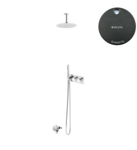 Bruma Breeze Zestaw natryskowy Ø 250 mm termostatyczny podtynkowy z ramieniem sufitowym i syfonem Gunmetal 1873401MG