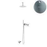 Bruma Breeze Zestaw natryskowy Ø 250 mm termostatyczny podtynkowy z ramieniem sufitowym i syfonem Satinox 1873401ST