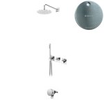 Bruma Lusa Zestaw wannowo-natryskowy podtynkowy z deszczownicą Ø 250 mm z odpływem Satinox 1013632ST