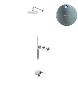 Bruma Lusa Zestaw wannowo-natryskowy podtynkowy z deszczownicą Ø 250 mm z odpływem Satinox 1013631ST